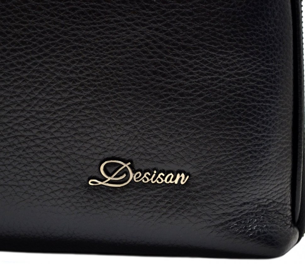 Классическая кожаная сумка черного цвета под документы или ноутбук Desisan (3032-01)
