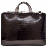 Деловая коричневая сумка из кожи под крокодила - DESISAN (11575) - 2