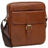 Мужская повседневная кожаная сумка через плечо коричневого цвета Borsa Leather (19330) - 1