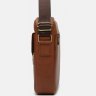 Мужская повседневная кожаная сумка через плечо коричневого цвета Borsa Leather (19330) - 4