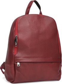 Бордовый женский рюкзак из зернистой кожи на змейке Keizer (21309)