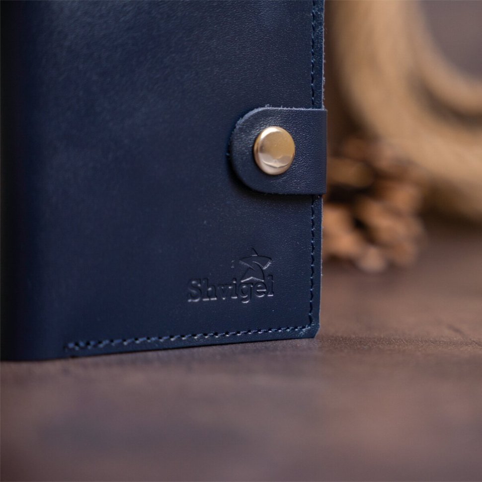 Темно-синее мужское портмоне из натуральной кожи с монетницей SHVIGEL (2416224)