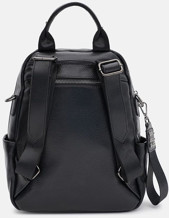 Черный женский рюкзак-сумка среднего размера из натуральной кожи Ricco Grande (59140)