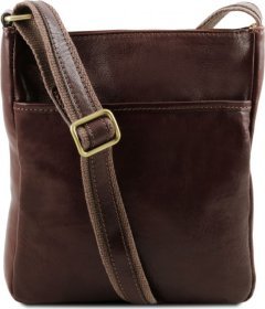 Мужская темно-коричневая сумка через плечо из натуральной кожи Tuscany Leather (21774)