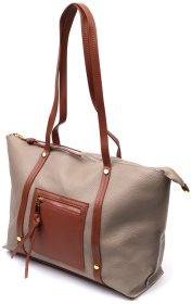 Бежевая женская сумка большого размера из натуральной кожи Vintage 2422304