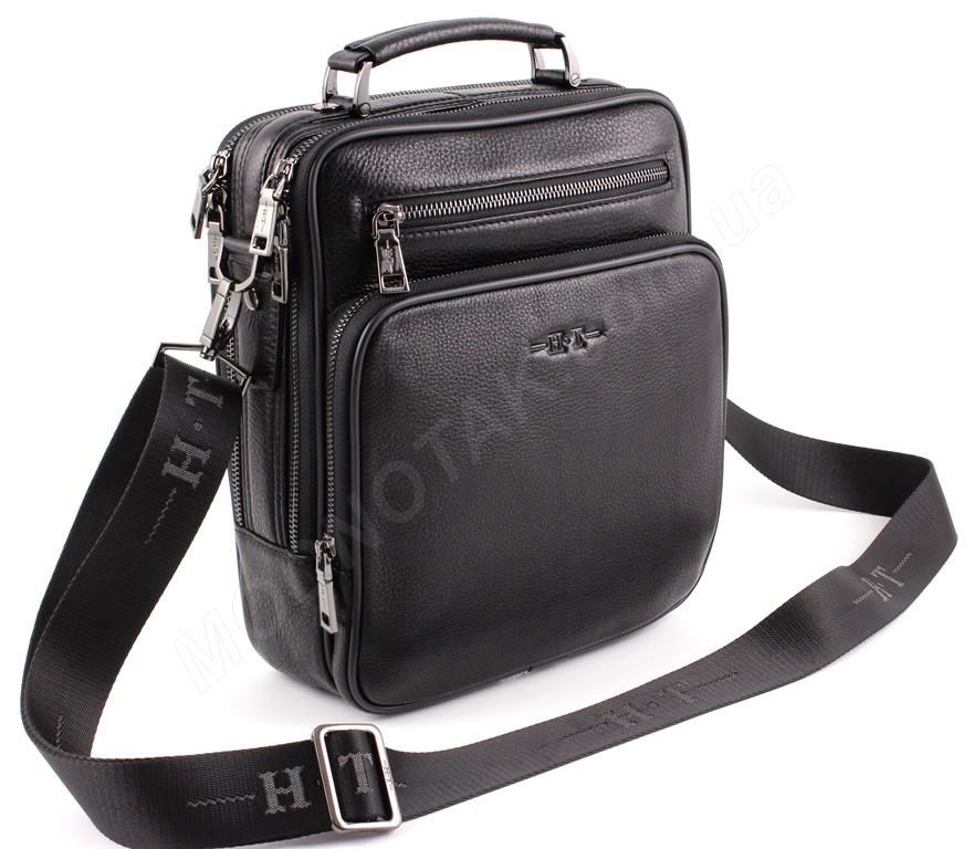 Мужская вертикальная кожаная сумка с ручкой H.T Leather (10000)