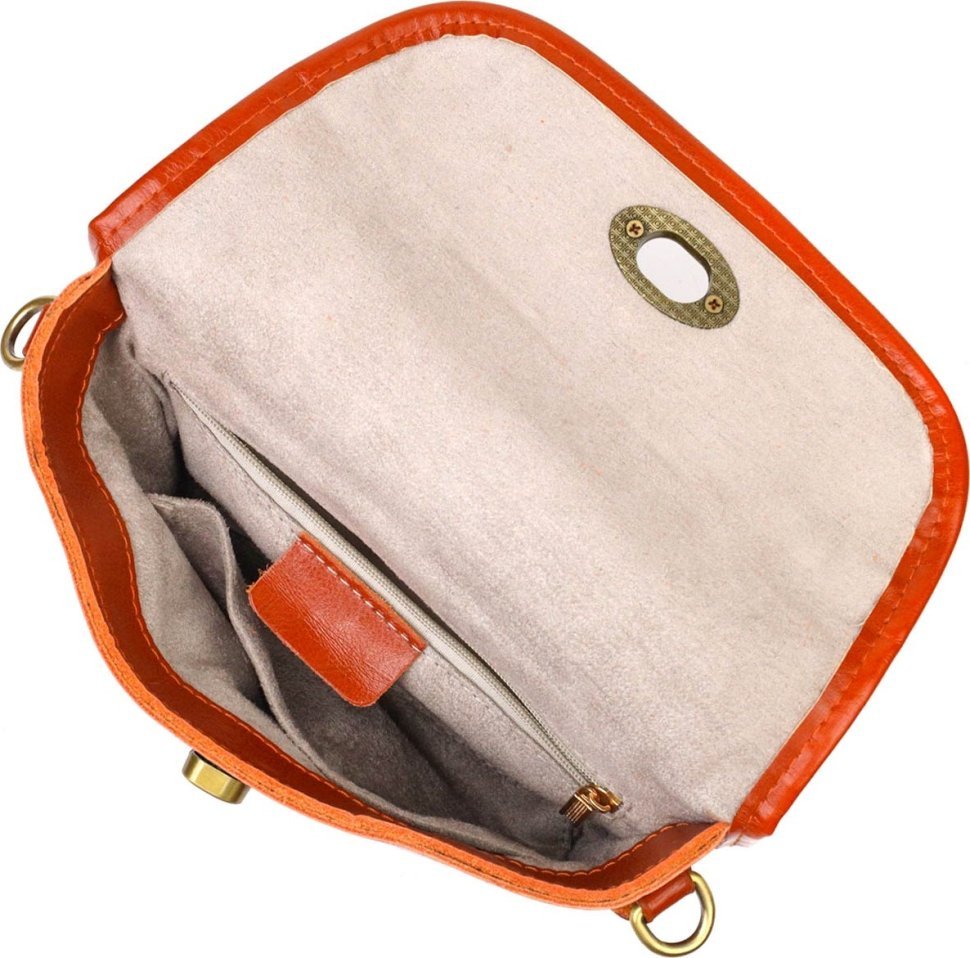 Женская сумка-кроссбоди из натуральной кожи рыжего цвета Vintage (2422091)