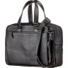 Солидная мужская сумка-портфель на два отдела из натуральной кожи черного цвета SHVIGEL (11123) - 2