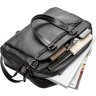 Солидная мужская сумка-портфель на два отдела из натуральной кожи черного цвета SHVIGEL (11123) - 6