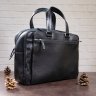 Солидная мужская сумка-портфель на два отдела из натуральной кожи черного цвета SHVIGEL (11123) - 8