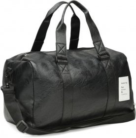 Чоловіча спортивна сумка зі шкірозамінника чорного кольору Monsen (19367)