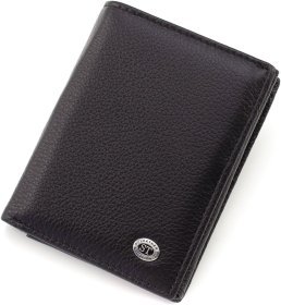 Мужское портмоне из натуральной черной кожи с блоком под документы ST Leather 1767441