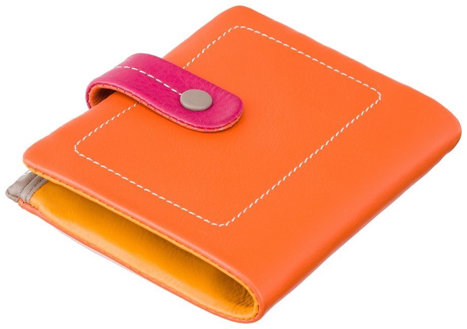 Женский оранжевый кошелек из натуральной кожи с хлястиком на кнопке Visconti Mojito 68841