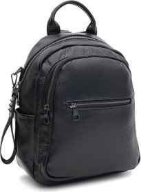 Женский кожаный рюкзак-сумка среднего размера в классическом черном цвете Ricco Grande (59141)
