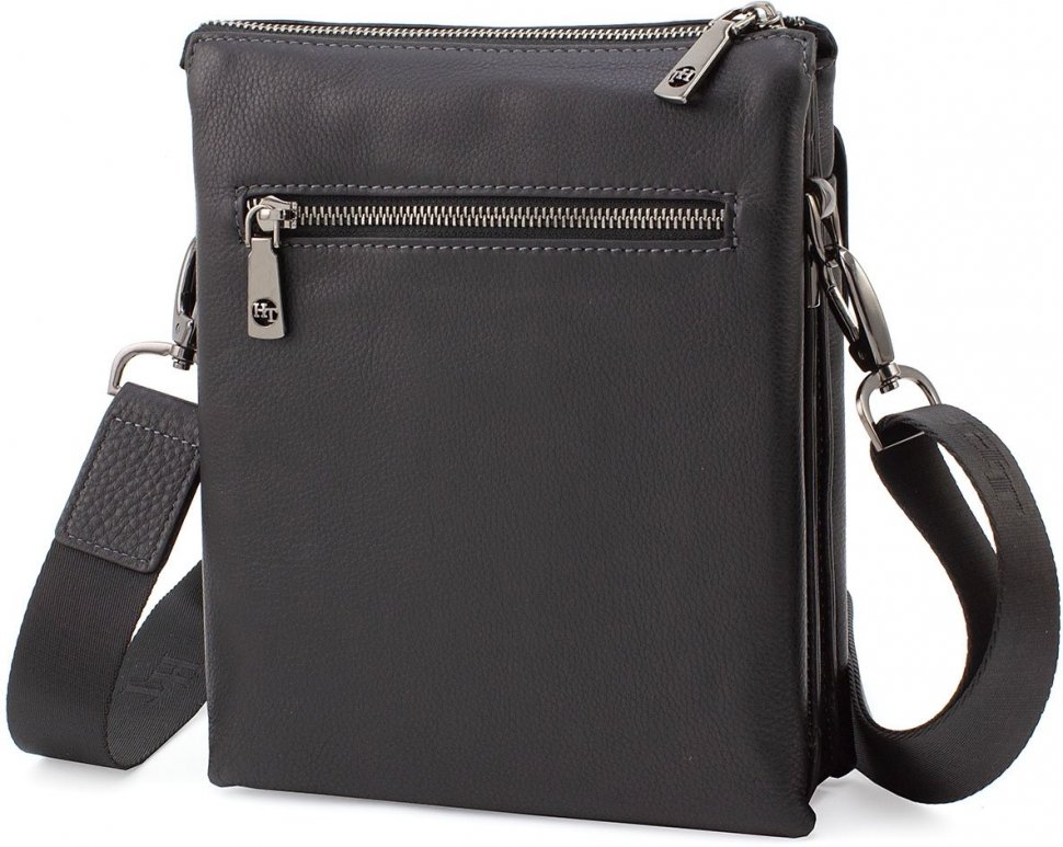 Кожаная мужская сумка планшет черного цвета H.T Leather (10306)