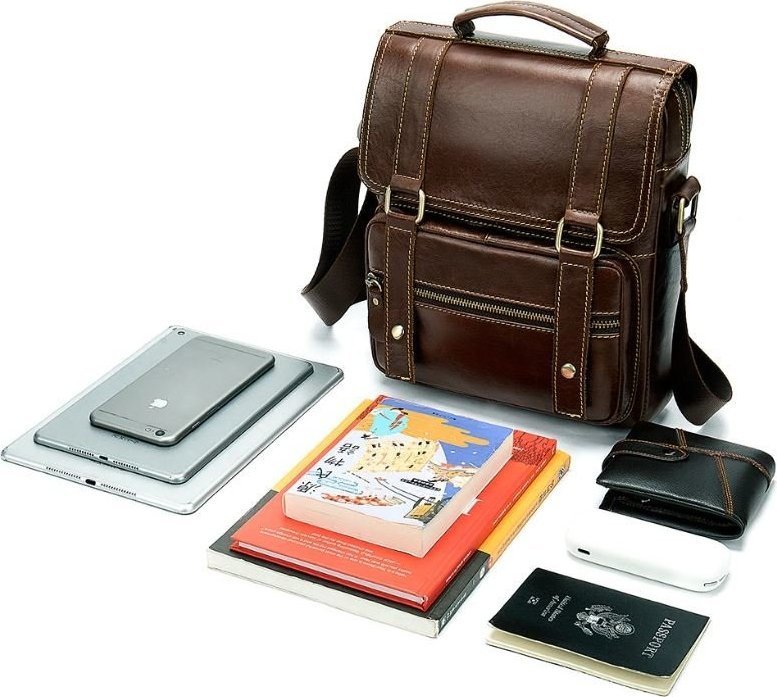 Стильная мужская сумка планшет с плечевым ремнем и ручкой VINTAGE STYLE (14841)