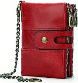 Красный женский кошелек из мягкой кожи среднего размера Vintage (14680)