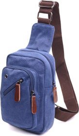 Синяя текстильная мужская сумка-слинг небольшого размера Vintage (2421232)