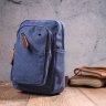 Синяя текстильная мужская сумка-слинг небольшого размера Vintage (2421232) - 7