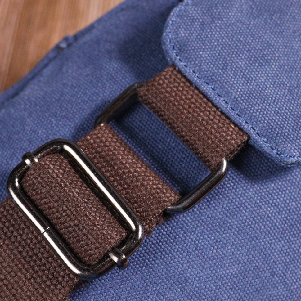Синяя текстильная мужская сумка-слинг небольшого размера Vintage (2421232)