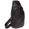 Мужской кожаный вместительный слинг-рюкзак коричневого цвета Borsa Leather 72942 - 1