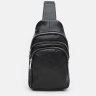 Удобная мужская сумка-слинг из фактурной кожи черного цвета Keizer (56242) - 3