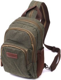 Мужская сумка-рюкзак среднего размера из текстиля оливкового цвета Vintage 2422145