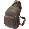 Мужская сумка-рюкзак среднего размера из текстиля оливкового цвета Vintage 2422145 - 1