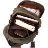 Мужская сумка-рюкзак среднего размера из текстиля оливкового цвета Vintage 2422145 - 5