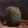 Мужская сумка-рюкзак среднего размера из текстиля оливкового цвета Vintage 2422145 - 7