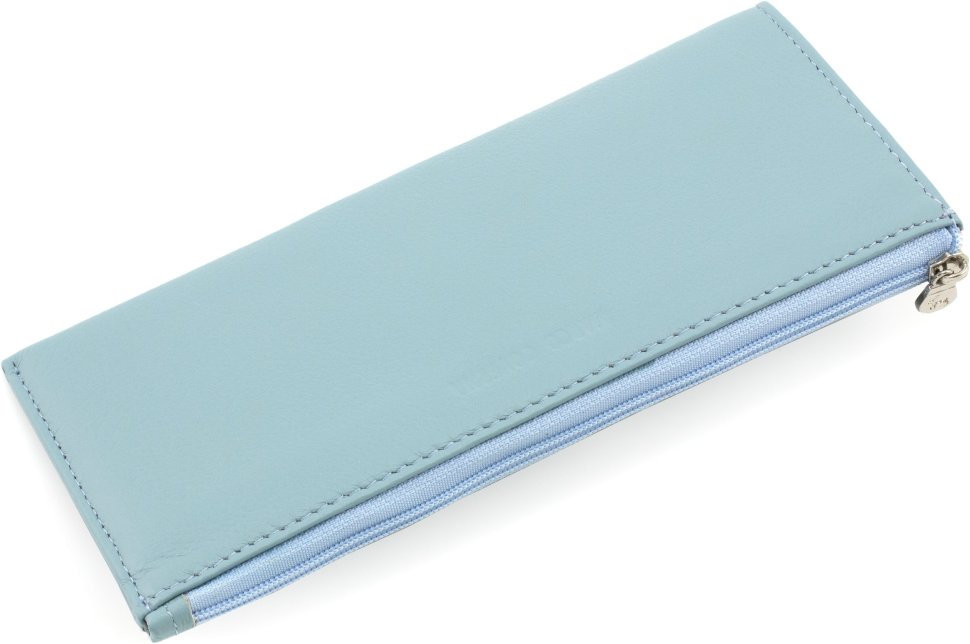 Красивый тонкий женский кошелек из натуральной кожи голубого цвета Marco Coverna 68642