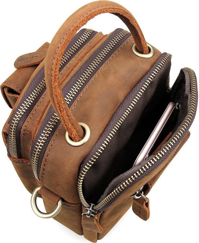 Многофункциональная мужская сумка барсетка из винтажной кожи VINTAGE STYLE (14416)