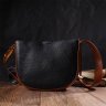 Женская сумка-кроссбоди из натуральной кожи черно-коричневого цвета Vintage (2422093) - 6