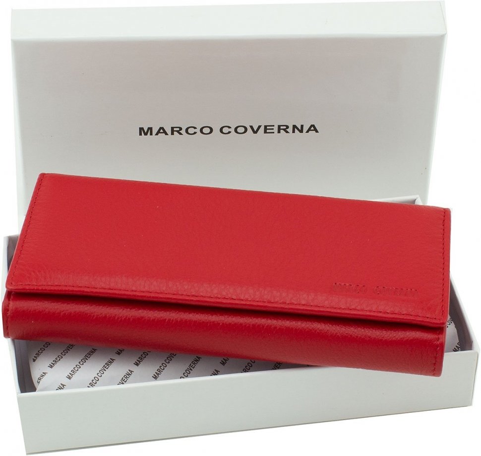 Кошелек на магнитах с блоком для карточек красного цвета - Marco Coverna (17559)