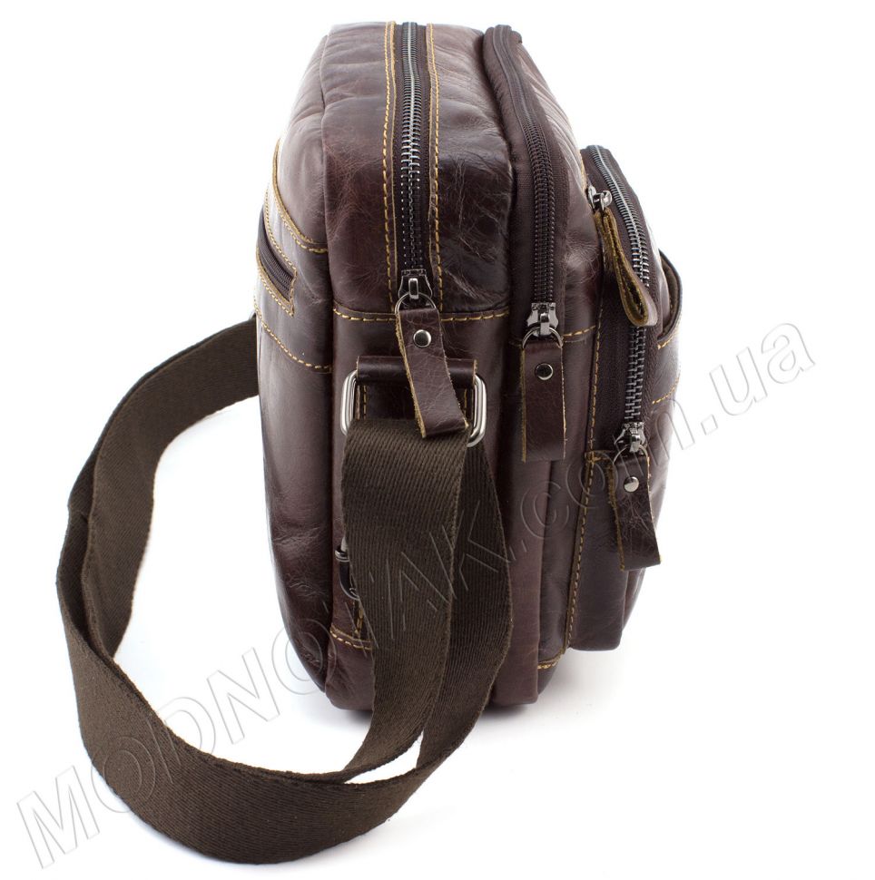 Стильная мужская сумка через плечо из натуральной кожи KLEVENT (11536)
