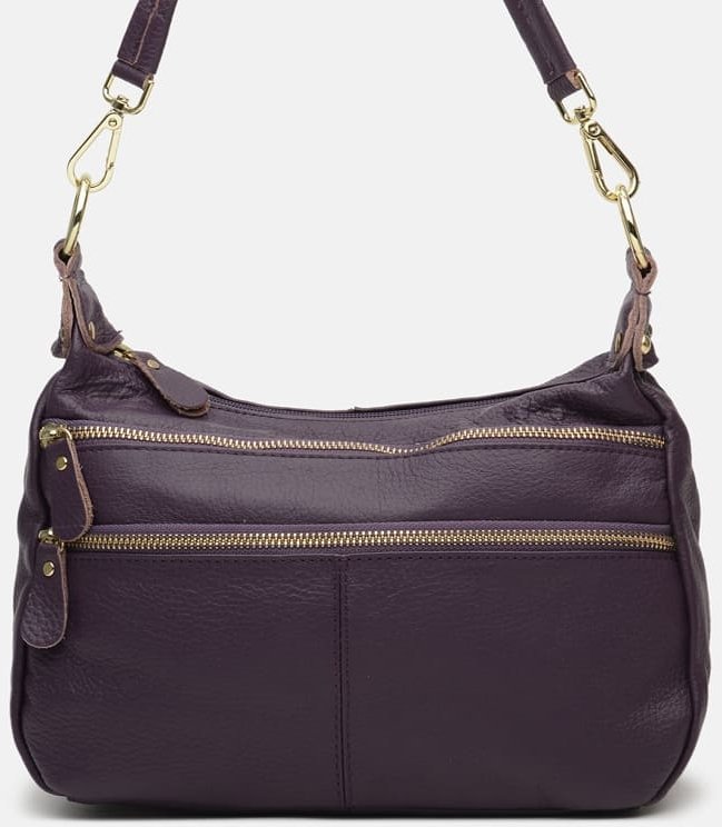 Женская сумка из натуральной кожи фиолетового цвета с одной лямкой Borsa Leather (19331)