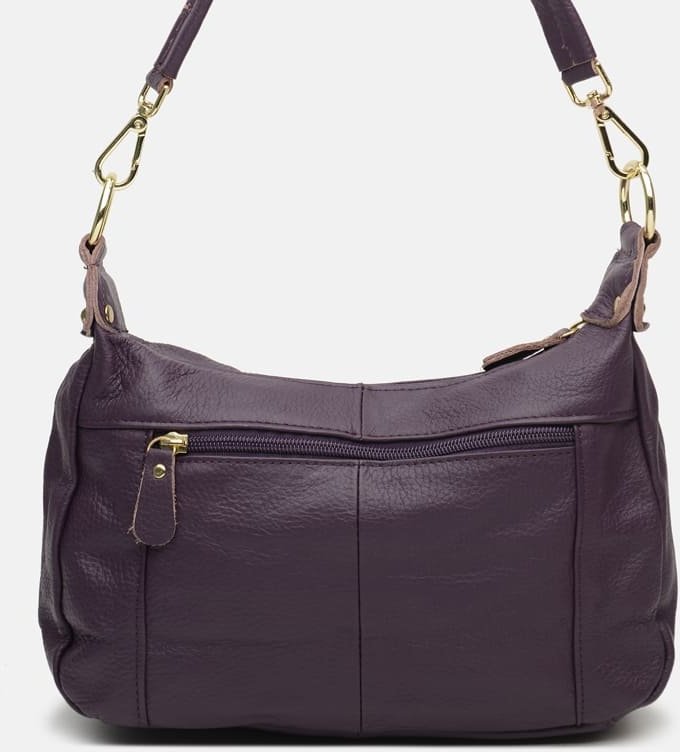 Женская сумка из натуральной кожи фиолетового цвета с одной лямкой Borsa Leather (19331)