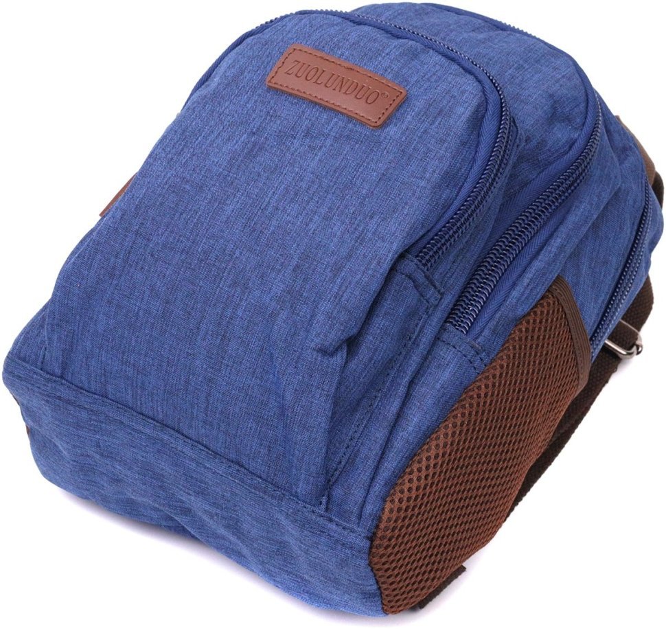 Мужской текстильный слинг-рюкзак в синем цвете Vintage 2422146
