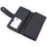 Черный женский кошелек из фактурной кожи с блоком под много карт Ashwood 69643 - 5
