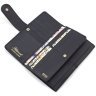 Черный женский кошелек из фактурной кожи с блоком под много карт Ashwood 69643 - 8