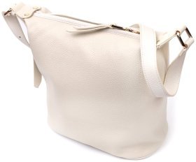 Молочная женская сумка среднего размера из фактурной кожи с одной лямкой Vintage 2422307