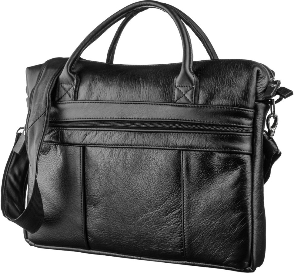 Черная мужская сумка под документы не нетбук из натуральной кожи SHVIGEL (15306)