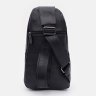 Вместительный мужской кожаный рюкзак-слинг черного цвета Keizer (56044) - 3