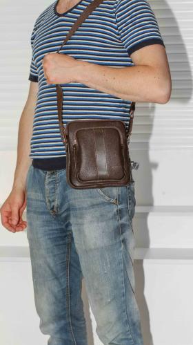 Мужская маленькая сумка коричневого цвета VATTO (12085) - 2