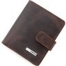 Темно-коричневое компактное мужское портмоне двойного сложения из винтажной кожи KARYA (21751) - 1
