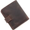 Темно-коричневое компактное мужское портмоне двойного сложения из винтажной кожи KARYA (21751) - 3