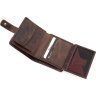 Темно-коричневое компактное мужское портмоне двойного сложения из винтажной кожи KARYA (21751) - 5