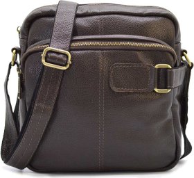 Мужская наплечная сумка небольшого размера из натуральной кожи с мелко-выраженной фактурой TARWA (21681)