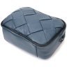 Синяя женская сумка на плечо из натуральной кожи под плетенку Vintage 2422408 - 3