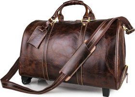 Стильная кожаная дорожная сумка на двух колесах VINTAGE STYLE (14254)